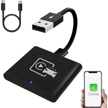 Imagem de Adaptador Carplay sem fio para Apple iPhone iOS 10+, converte com fio para dongle Carplay sem fio, Plug & Play Carplay para carros de 2015