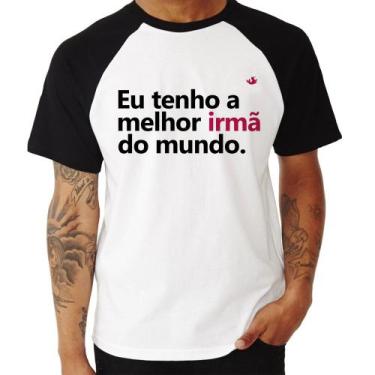 Imagem de Camiseta Raglan Eu tenho a melhor irmã do mundo - Foca na Moda, Branco
