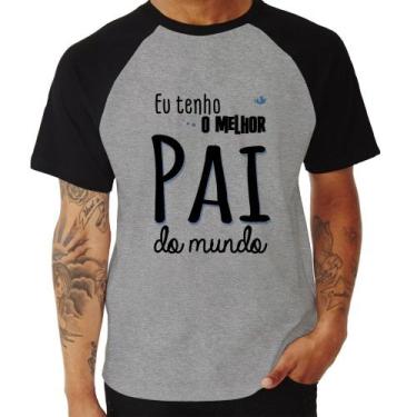 Imagem de Camiseta Raglan Eu tenho o melhor pai do mundo (azul) - Foca na Moda, 