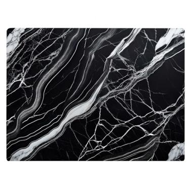 Imagem de Tábua de corte de vidro de mármore claro escuro preto oceano decorativo presente de pedra de granito marmorizado presente para sua mãe esposa (veias escuras)