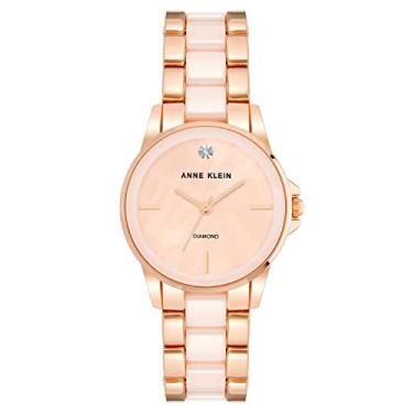 Imagem de Anne Klein Relógio feminino genuíno com mostrador de diamante, AK/4118, Blush/ouro rosa
