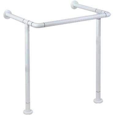Imagem de Barra de apoio de segurança para banheiro, barra de apoio de segurança montada no chão, trilho de suporte de lavatório de aço inoxidável com suporte de perna corrimão para idosos com deficiência,