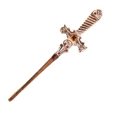 Imagem de Athame Metal Cobre Brilhante 15 cm Pedra Amarela Reforçado - Lua Místi