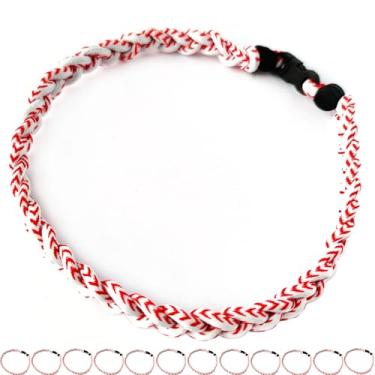 Imagem de Pacote com 12 colares de beisebol de corda de titânio tornado de corda de beisebol, 18", nylon e titânio, Sem Pedra Preciosa