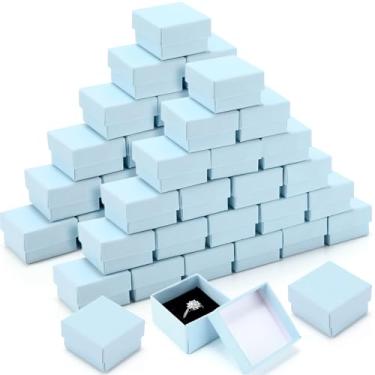 Imagem de Yinkin 72 caixas de presente de papelão, embalagem para anel, colar, brinco, 5 x 5 x 3 cm (azul azure)