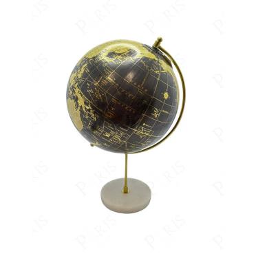 Imagem de Globo Terrestre Decorativo em Metal e Mámore Preto 33cm 15577-PL