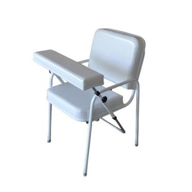 Imagem de Cadeira Coleta de Sangue Comfort Com Braço Frontal Branca - Metal Solu