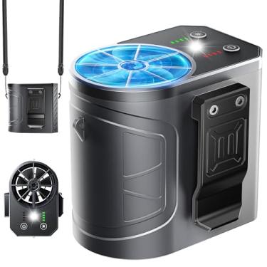Imagem de Ventilador de cintura portátil com clipe de 10.000 mAh, ventilador de resfriamento pessoal de 4 velocidades 13.000 RPM com fluxo de ar forte até 40H tempo de trabalho com as mãos livres para pendurar