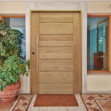 Imagem de Kit Porta De Madeira Pivotante 210X140Cm Batente 14Cm Fechadura 803 Rolete 3B Tauari