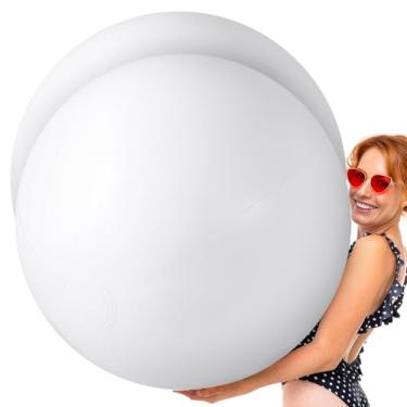 Imagem de Gemscream Bola de praia gigante branca de 1,8 m, bola inflável grande, bola de festa na piscina para verão, praia, decorações de praia enormes, suprimentos para jogos aquáticos, aniversário, festa na