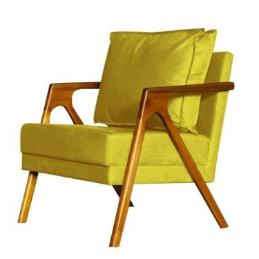 Imagem de Poltrona Cadeira Mona Luxo Veludo Amarelo