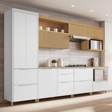 Imagem de Cozinha 7 Peças 7 Portas 7 Gavetas Marquesa 100% Mdf Branco-nature