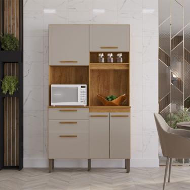 Imagem de Armário De Cozinha Dubai 5 Portas Compacto Salleto Cinamomo/ Off White