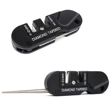 Imagem de Eintly Afiador De Canivete E Ferramenta Sobrevivência, Afiadores Pedra Carboneto Cerâmica Predefinidos, Haste Dobrável Com Revestimento Diamante, Anzol Para Caça Ao Ar Livre, Portátil, Compacto, Lev