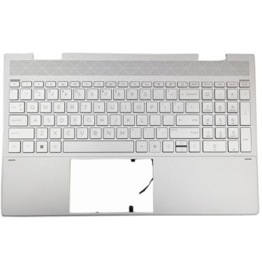Imagem de Nova capa para notebook com teclado, retroiluminado, tamanho 39.6 cm, prata de substituição para HP Envy X360 15-ED 15M-ED 15T-ED 15-ED1055WM 15m-ed1023dx L93226-001