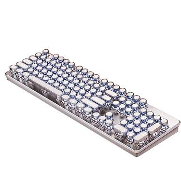 Imagem de Odpaltoy Teclado Mecânico Para Jogos, Estilo Máquina De Escrever, Teclas Redondas Retrô Punk, Modo Triplo Bt/2,4 Ghz/Com Fio, 104 Teclas, Vários Efeitos Retroiluminação Led, Windows/Mac/Pc
