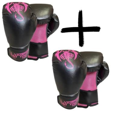Imagem de Kit Duas Luvas De Boxe Muay Thai, Kickboxing Treino Sparring (Rosa/Rosa, 14oz)