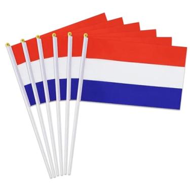 Imagem de Bandeira dos Países Baixos Pequena Bandeira Holandesa Pacote com 12 Mini Bandeiras Holandesas Portáteis em Bastões para Festas Desfiles, Eventos Esportivos, Decorações de Festas Patrióticas