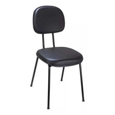 Imagem de Cadeira Secretária Fixa material sintético Preta - Lumme