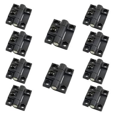 Imagem de 10 peças dobradiça de torque ajustável 43 mm x 36 mm plástico preto 4 furos escareados dobradiças de controle de posição ajustável dobradiças de porta