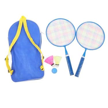 Imagem de Crianças Badminton Racket Conjunto de grip confortável Elasticidade de alta estabilidade APROBILIDADO DE ESTABILIDADE APRESENTE EQUIPELENTE DE EQUIPAMENTO ESPERTO PORTÁVEL POR (Azul)