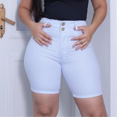 Imagem de Bermuda Shorts jeans feminino meia coxa com lycra em três Cores Preto,