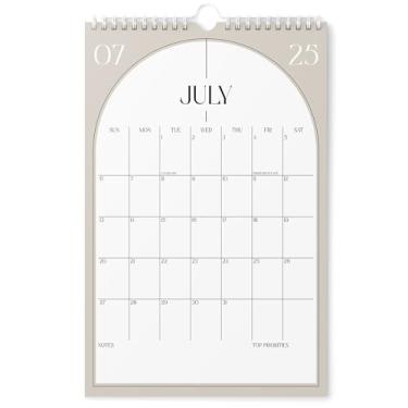 Imagem de Karto Calendário de parede 2025-2026 - vertical 28 x 43 cm de julho de 2025 a dezembro de 2026 - Aumente sua produtividade e planejamento fácil com o calendário mensal estético - Boho bege