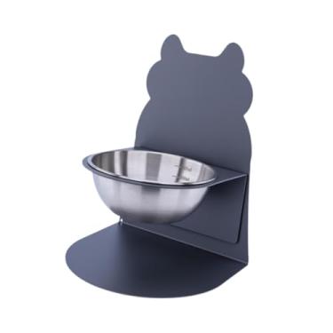 Imagem de IEUDNS Tigela Elevada para Comida E água para Gatos, Recipiente Removível para Lanches E Bebedouros, Bebedouro Antiderrapante com Suporte, Tigelas Elevadas C, Tigela Cinza Prata