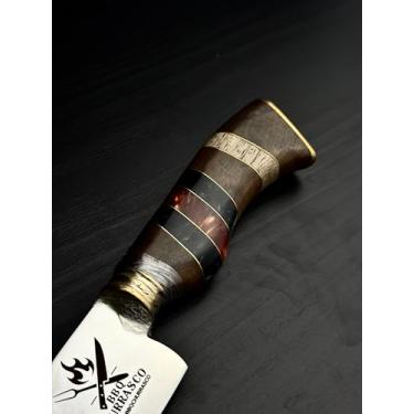 Imagem de Faca para Churrasco Premium, Ponta Fina, Lâmina em Aço Inox 2mm, Cabo em Madeira e Resina (8, 10")