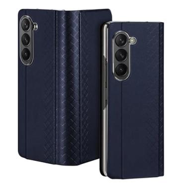 Imagem de Capa para Samsung Z Fold6 com proteção total, bolso para cartão e fecho magnético (para Samsung Z Fold6/Azul-marinho)