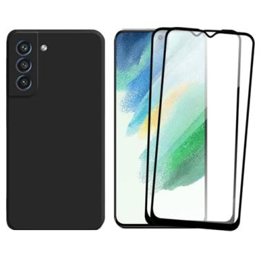 Imagem de Capinha Para Galaxy S21 FE Capa Preta Premium Proteção Câmera + 2 Películas de Vidro 3D Anti Impacto