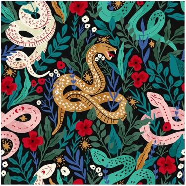 Imagem de HAOKHOME Papel de parede autoadesivo autoadesivo floral escuro floresta serpente selva floresta boho para destaque papel de parede de contato 44 cm x 3 m