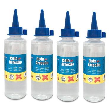Imagem de 4 Cola De Silicone Líquida Artesanato Eva Isopor Couro 100Ml