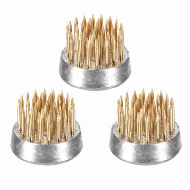 Imagem de PATIKIL 3 peças de sapos florais Kenzan, suporte redondo de arranjo de flores de latão de 2 cm, ferramenta fixa de pino arranjador para vaso de mesa, casamento, decoração de casa, cor de latão