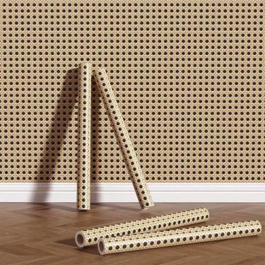 Imagem de ESSMOKO 3D Honeycomb treliça PVC papel de parede estilo chinês tecelagem de bambu retro tapete de bambu autoadesivo quarto hotel loja decoração adesivos - tecelagem de bambu - 45 * 950 cm