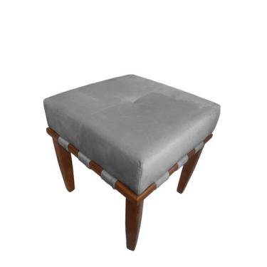 Imagem de Banqueta Puff quadrado cinza pé palito - Roggi HD