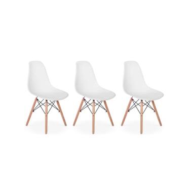 Imagem de Kit 3 Cadeiras Eiffel Charles Eames Pretas – Base de Madeira – Design Moderno – Sala de Jantar, Escritório, Home Office