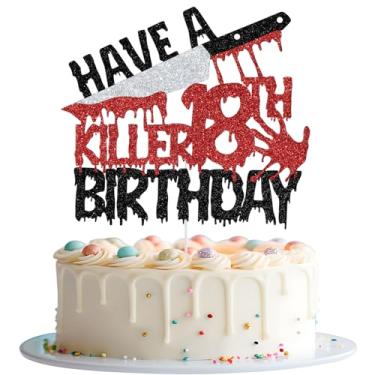 Imagem de Have a Killer 18th Birthday Cake Topper, Happy 18th Birthday Cake Decorations, Bloody I'm 18, Halloween Horror Zombie Vampire 18th Bday Party Decorations Glitter