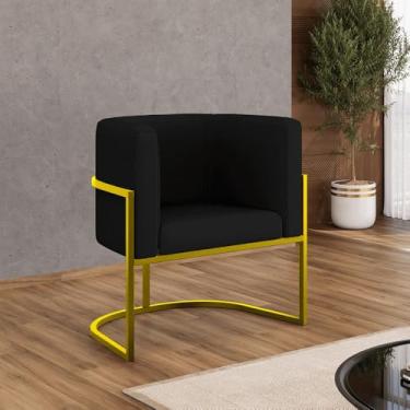 Imagem de Poltrona Corino Decorativa Lua Recepção Base Ferro Gold Cor:preto