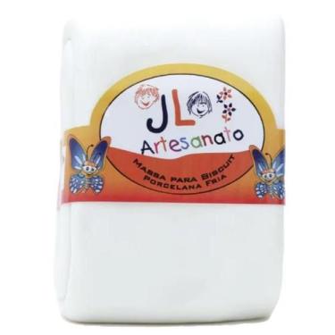 Imagem de kit 02 Massas de Biscuit JL Artesanato Colorida ou Branca 90g, Branco