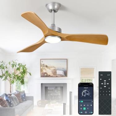 Imagem de BvenuBigLite Ventiladores de teto com luzes e controle remoto: Ventilador de teto de 106 cm 3 lâminas de perfil baixo ao ar livre - Ventiladores de teto modernos com controle remoto de aplicativo