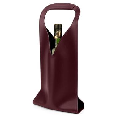 Imagem de Linkidea Sacos de presente de garrafa de vinho de couro vegano, sacolas de presente de 42,4 x 17,5 cm, sacolas de presente de bebidas de luxo para garrafas de vinho de 750 ml, sacolas de presente de