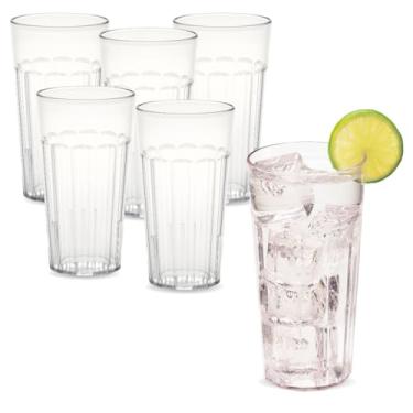 Imagem de Cambro Copos para bebidas Newport de 473 ml (pacote com 6) – Copos de bebida, empilháveis, livres de BPA, à prova de estilhaçamento, podem ser lavados na lava-louças (transparente)