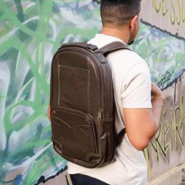 Imagem de Mochila Masculina Couro Legítimo Executiva Zíper Notebook-Masculino