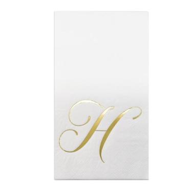 Imagem de Guest Guardanapkins Gift Boutique com monograma 100% dourado, letra H