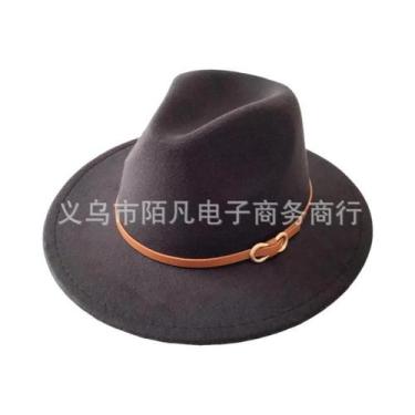 Imagem de Chapéu De Feltro De Lã Feminino Para Outono/inverno, Com Fivela De Cin