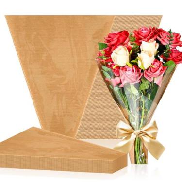 Imagem de Papel de embrulho de buquê de flores Sabary 100 unidades de papel kraf