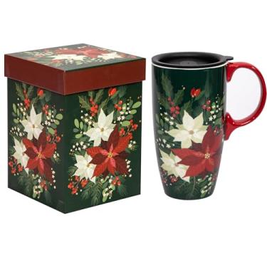 Imagem de Topadorn Caneca de café cerâmica xícara de chá com latte de porcelana com tampa 482 g Flor