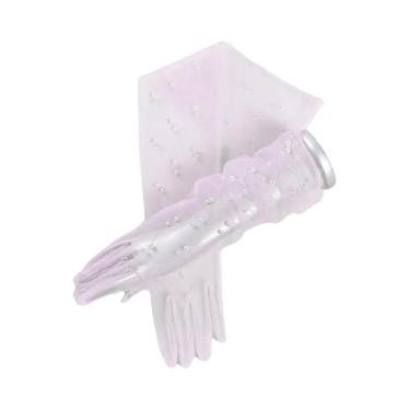 Imagem de Luvas De Casamento Transparentes De 55 Cm Com Pérolas, Luvas Longas At