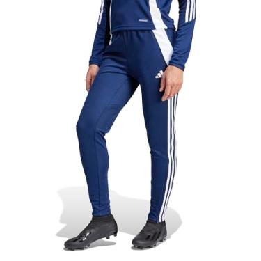 Imagem de adidas Calça de treinamento feminina tamanho alto Tiro 24, azul marinho/branco, pequena, alta + 5 cm